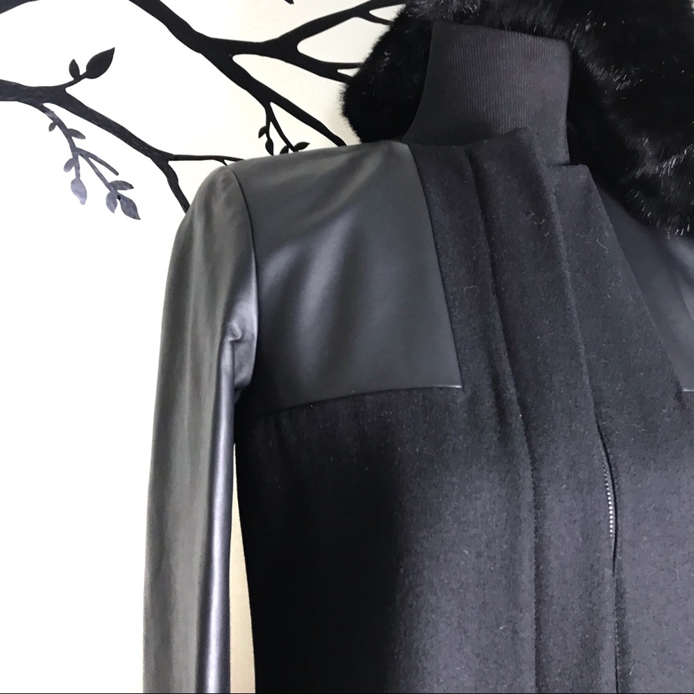 Laundry by Shelli Segal Faux Leather Sleeve Coat - Picture 2 of 8